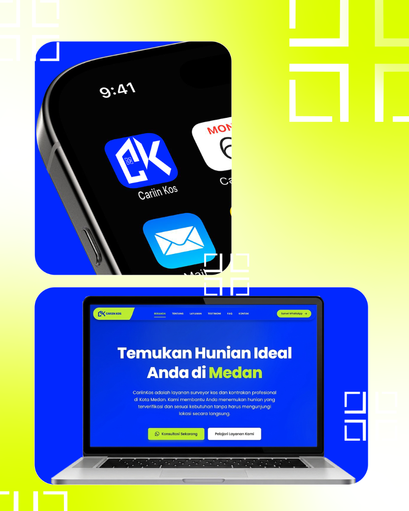 Mockup Aplikasi dan Website Cariin Kos